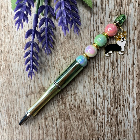 Writing Pen Dog Corgi Pug Artisan Beaded Silicone Gift Custom Handcrafted Office - Picture 6 of 10